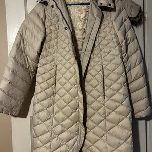 Eddie Bauer Women's Light Gray Quilted Puffer Coat